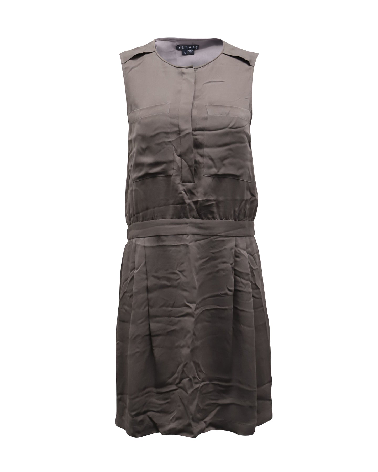 Theory Ärmelloses Minikleid aus grauem Polyester