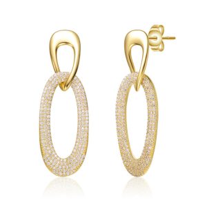 14K Gold überzogen mit klaren Zirkonia baumeln Ohrringe