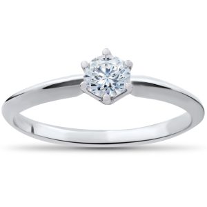 1/4ct Solitaire Diamant Verlobungsring 14K Weißgold