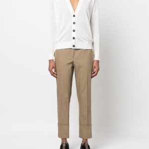 Brunello Cucinelli Damen Strickjacke in Weiß mit Schulter Pailletten Detail