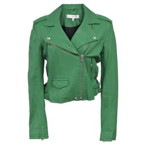 Iro Ashville Cropped Jacke aus grünem Leder 7764882227260
