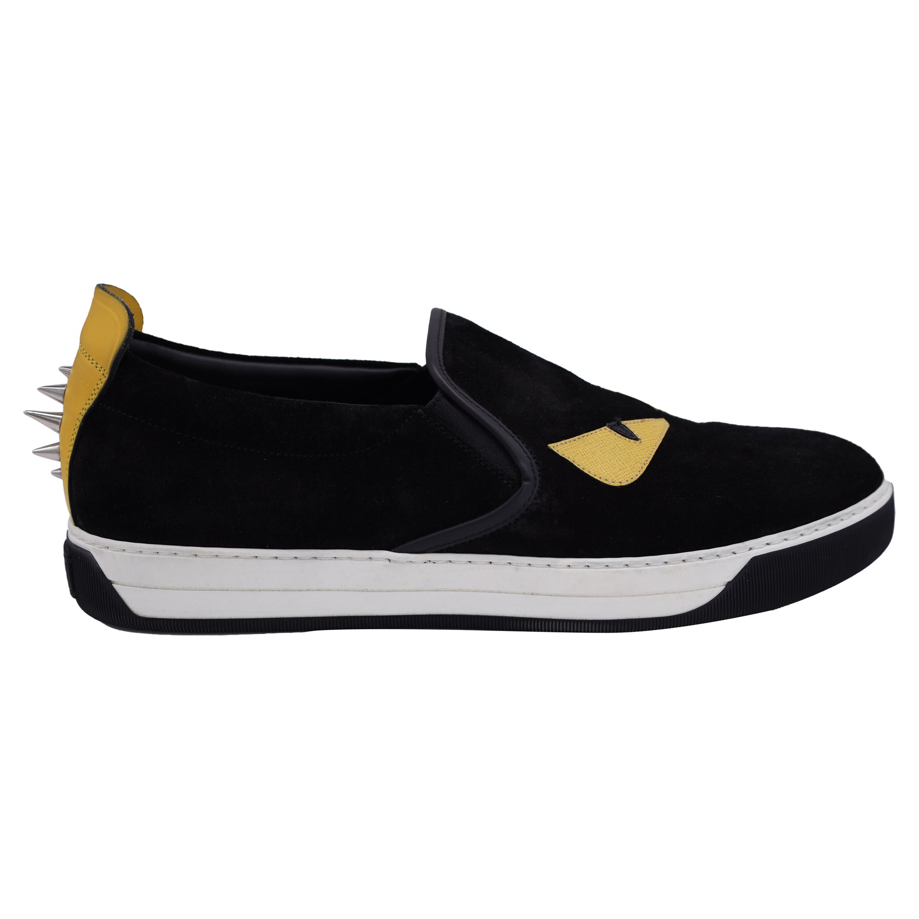 Fendi Monster Slip-Ons aus schwarzem Wildleder