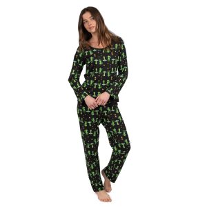 Damen zweiteilige Baumwolle locker Fit Pyjamas Alien