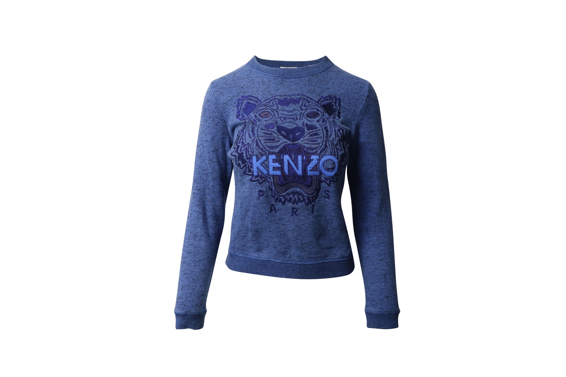 Kenzo Tiger Bestickter Pullover aus blauer Baumwolle