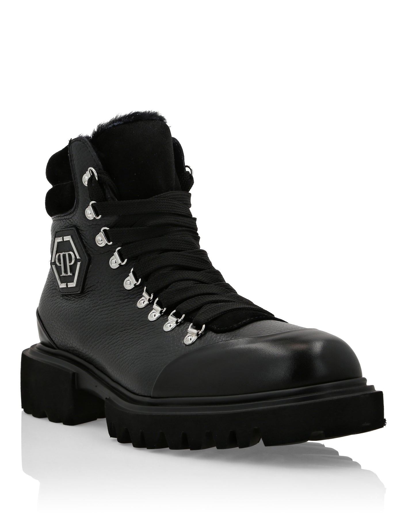 Lederstiefel mit Einsätzen aus Wolle & Gummi