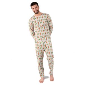 Herren zwei Stück Baumwolle lose Passform Pyjama Kaninchen