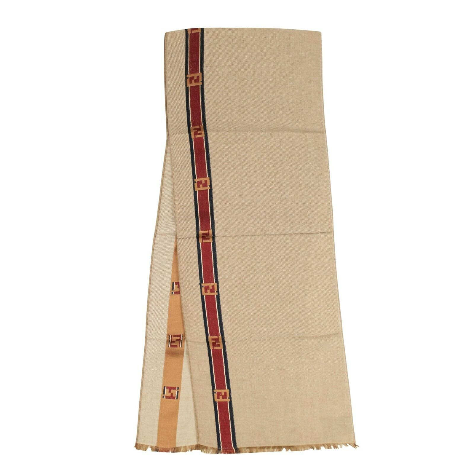 Schal „Logo Stripe“ aus Baumwolle/Seide – Camel