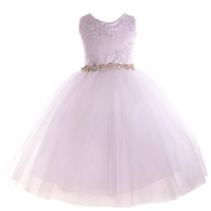 große Mädchen weiß Perlen applique Junior Brautjungfer Kleid 8-12
