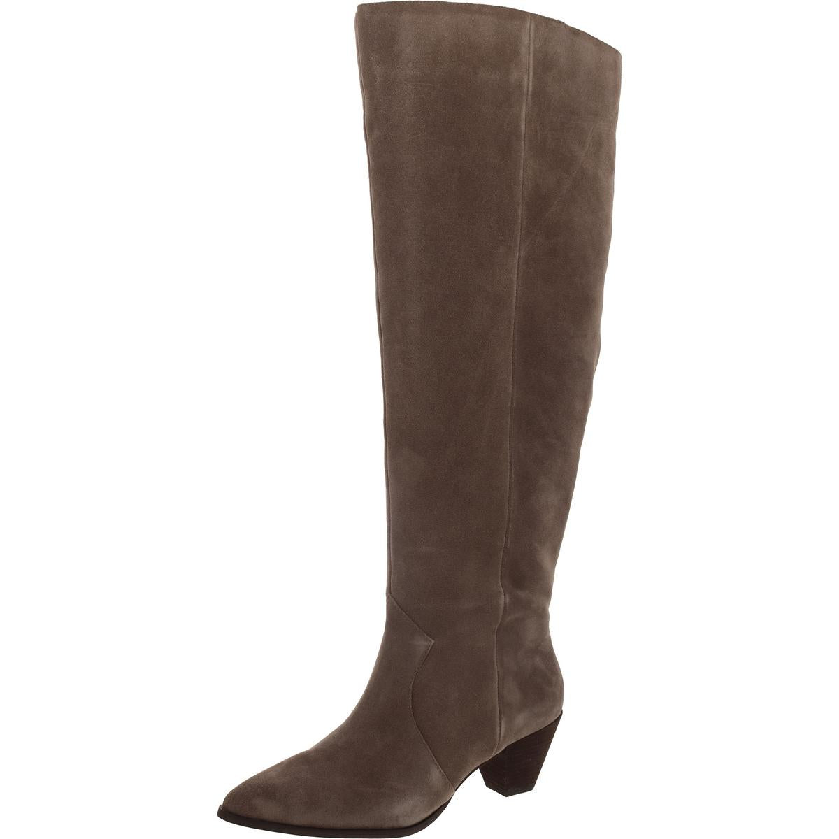 Sewinny4 Wildleder Block Ferse Kniehohe Stiefel