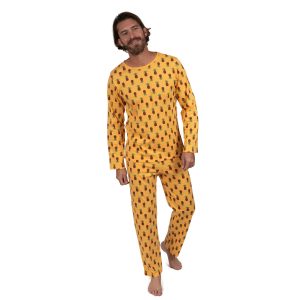 Herren zwei Stück Baumwolle lose Passform Pyjamas Ananas