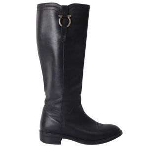 Salvatore Ferragamo Fersea Reitstiefel aus schwarzem Leder