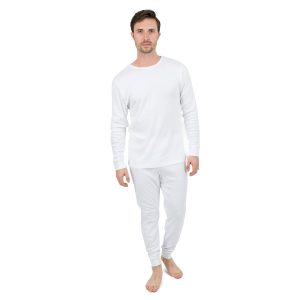 Herren zwei Stück Baumwolle Pyjamas neutrale feste Farbe