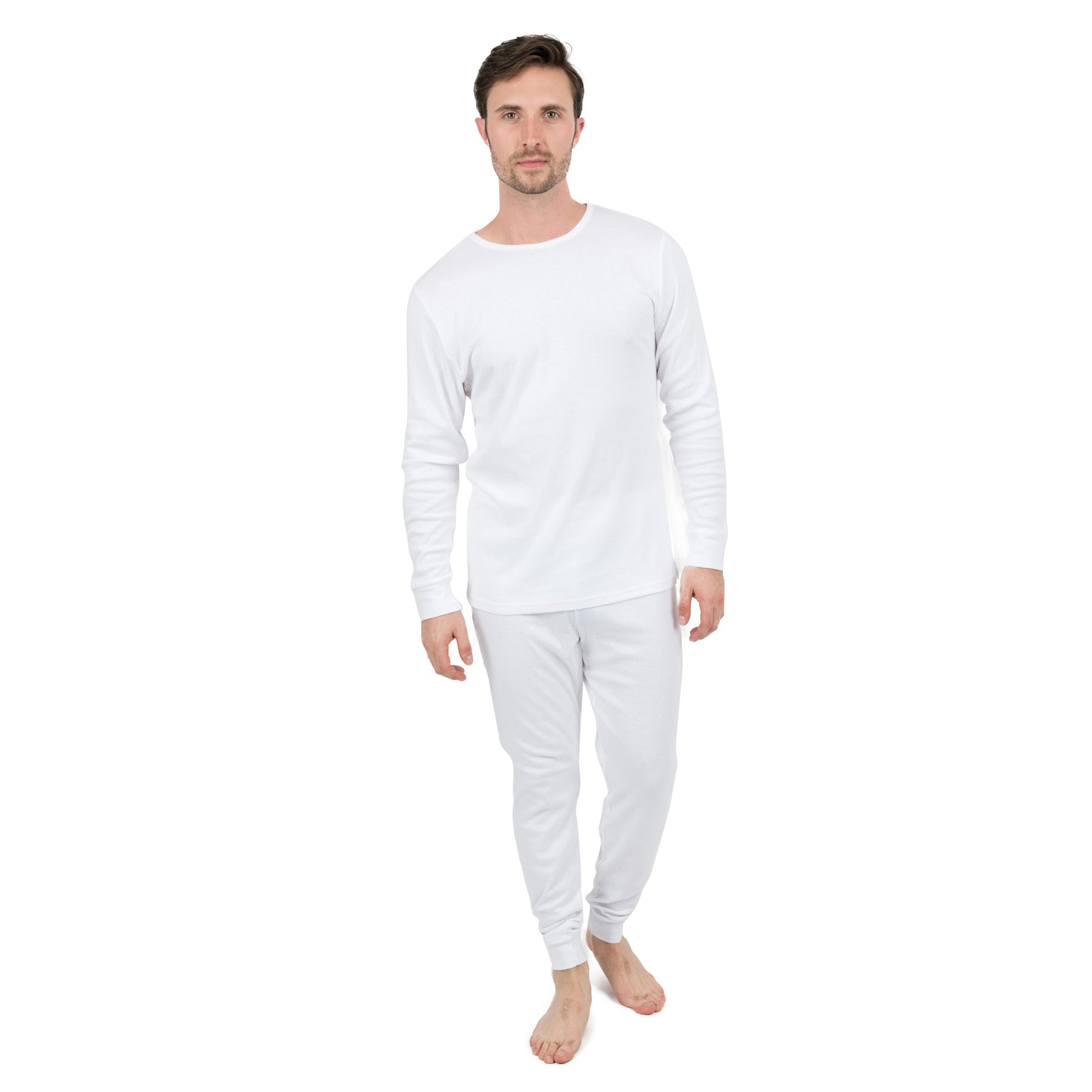 Herren zweiteilige Baumwolle Pyjamas neutrale Volltonfarbe
