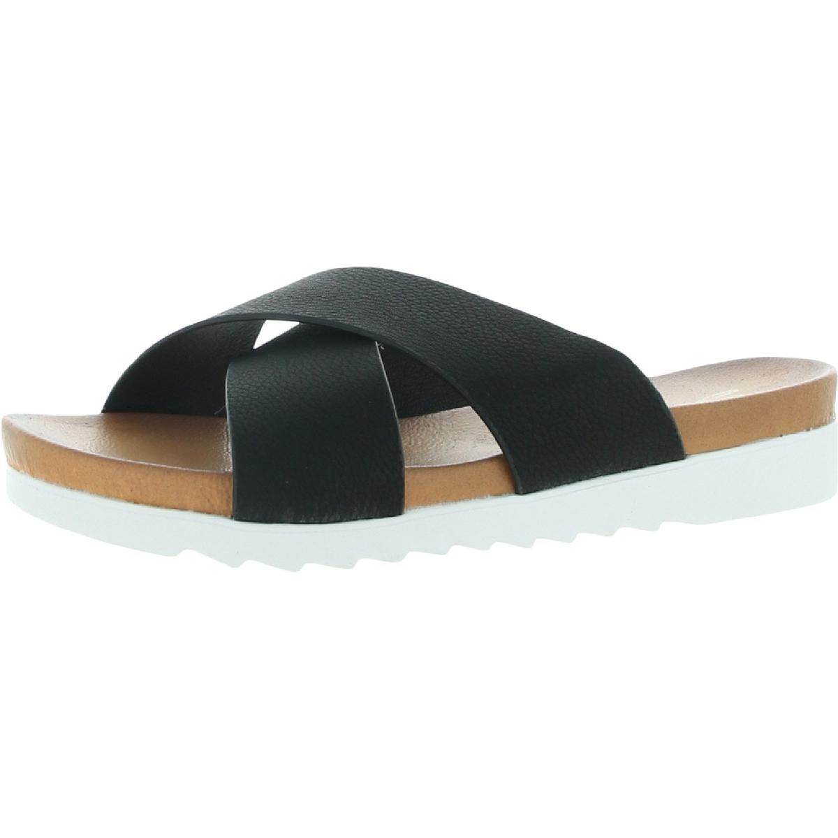 Flache Sandalen aus Jade Imitat Leder