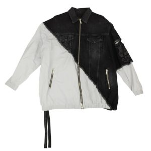 schwarz gestresste Hybrid-Denim Jacke
