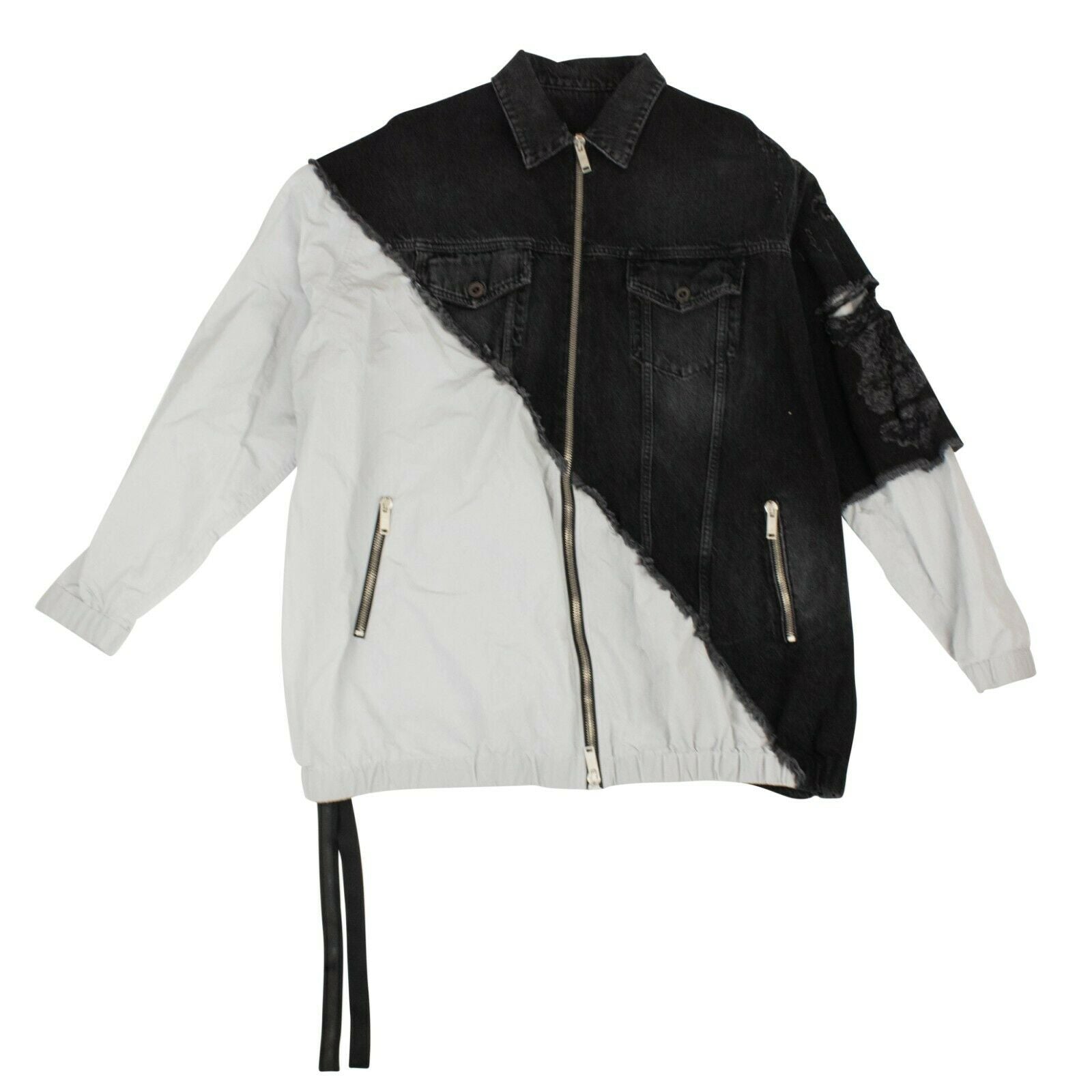 Schwarz Distressed Hybrid Denim Jacke