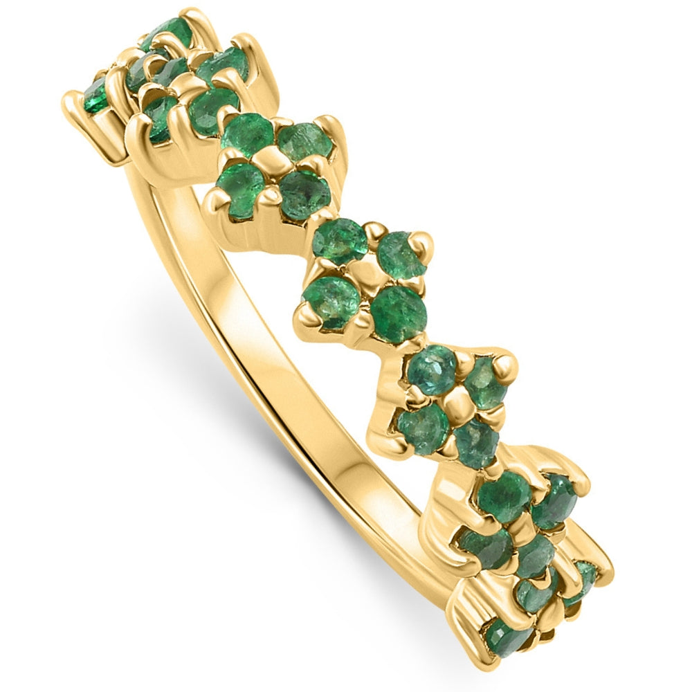 1/2Ct Natürliche Emerald Hochzeitsring Jubiläum stapelbar 14k Gelbgold Band