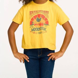 Kinder Mädchen Holzstock Pfirsich & Liebe & Musik Tee in Gold 7827109183548