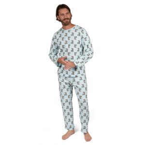 Herren zwei Stück Baumwolle lose Passform Pyjamas koala blau