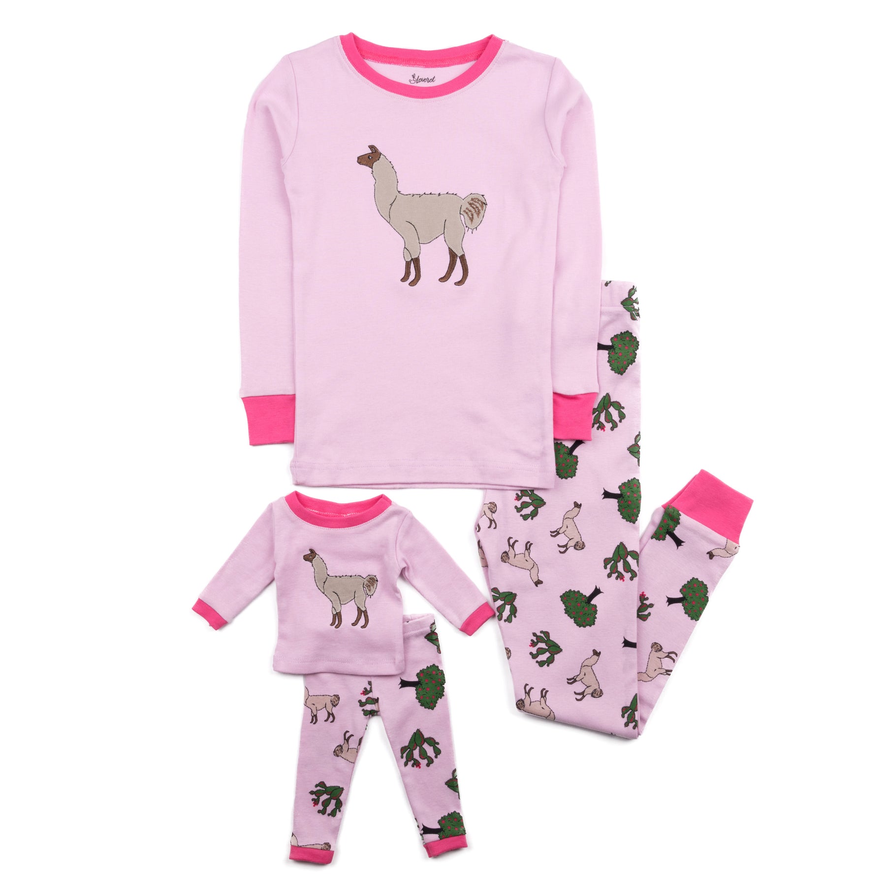 Mädchen und passende Puppe Baumwolle Pyjamas Llama