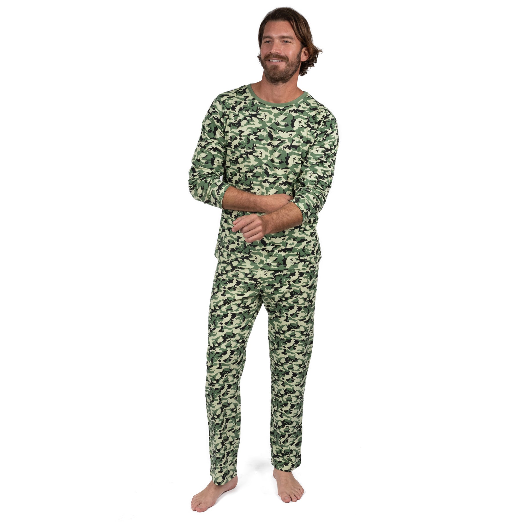 Herren zweiteilige Baumwolle locker Fit Pyjamas Camouflage