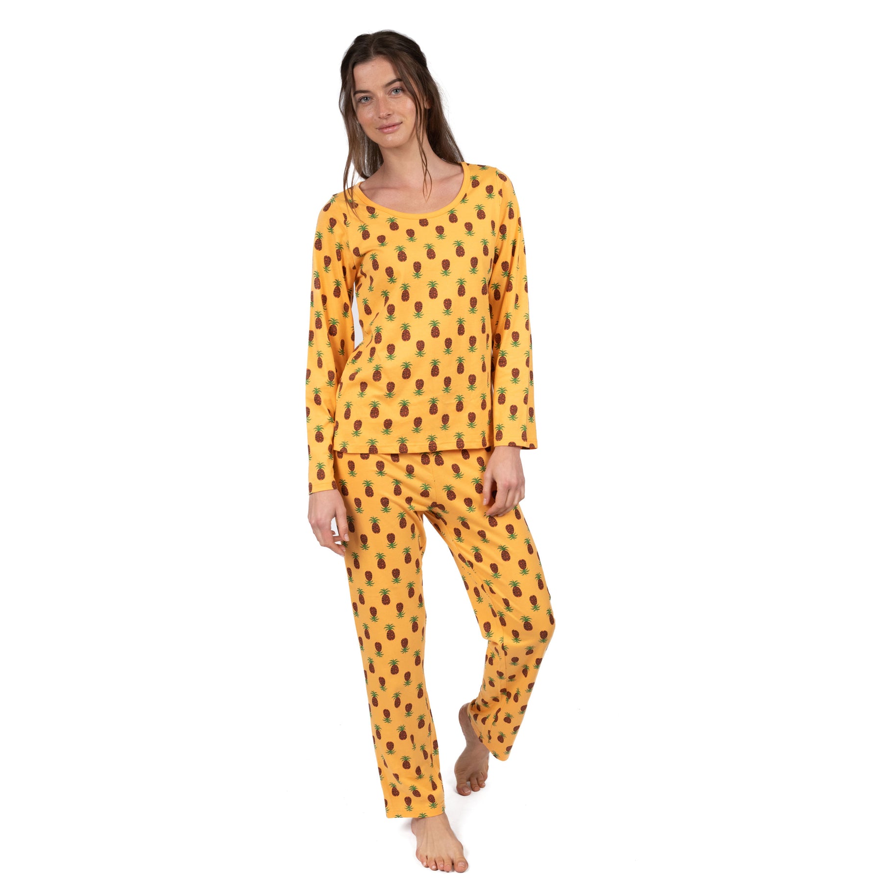 Damen zweiteilige Baumwolle lose Fit Pyjamas Ananas