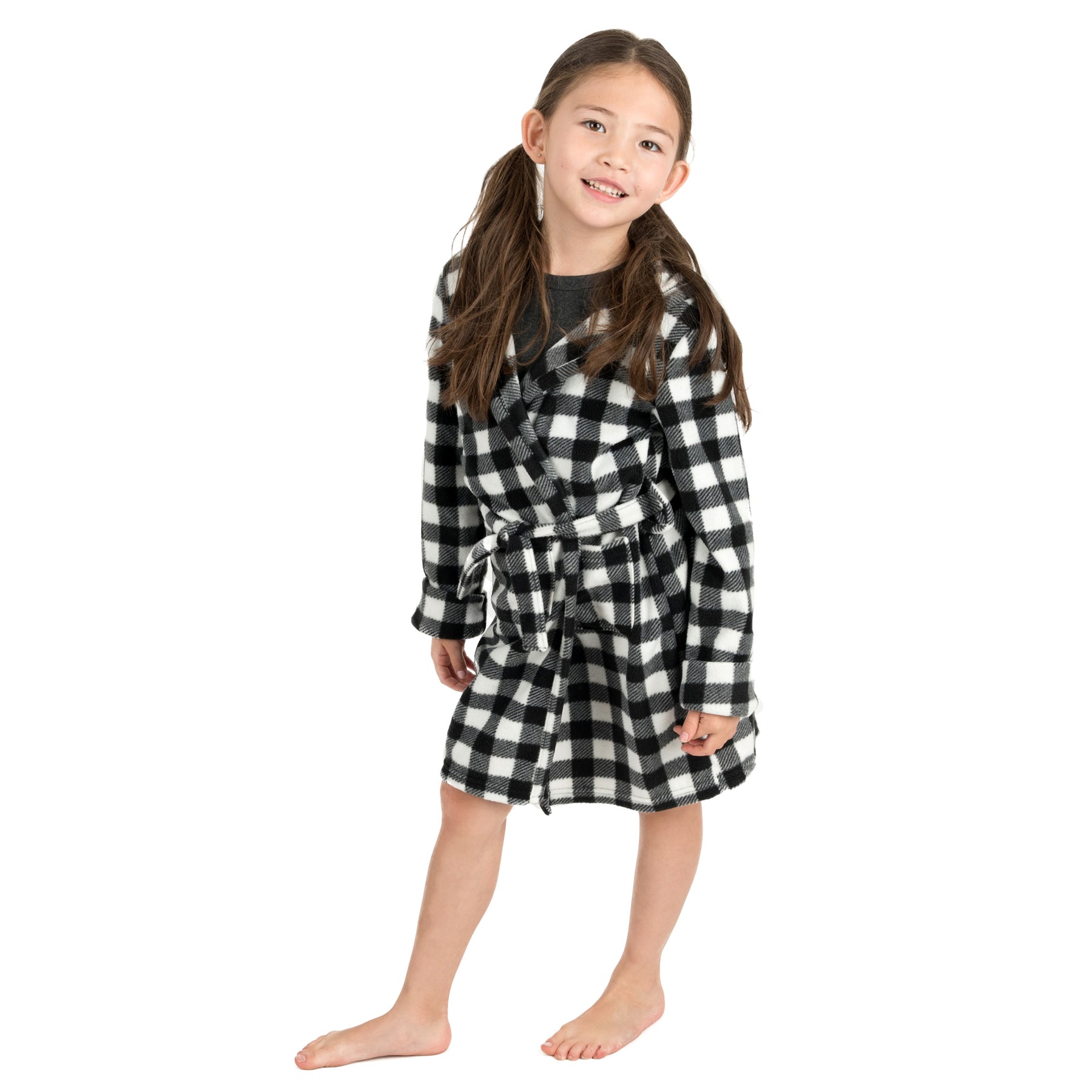 Weihnachten Kinder Fleece mit Kapuze Bademantel kariert