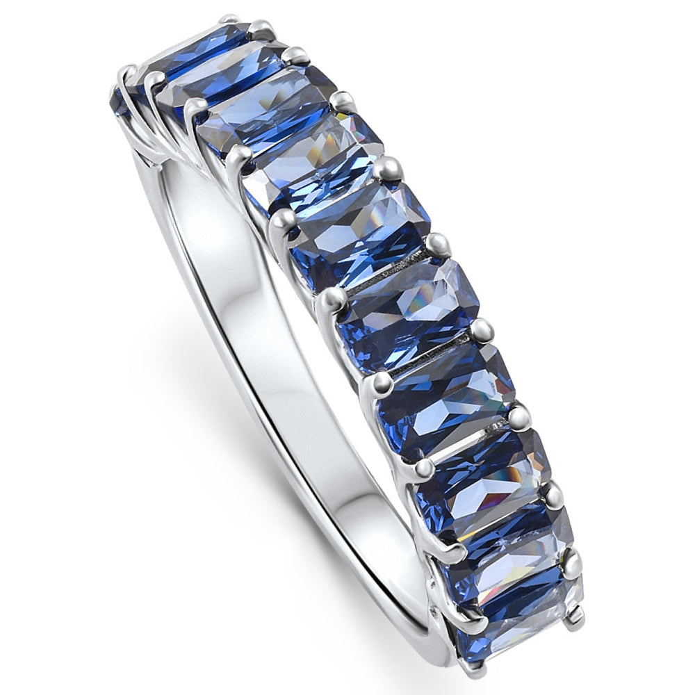 2.50Ct Blau Saphir Hochzeit Jubiläumsring stapelbar 14k Weißgold Band
