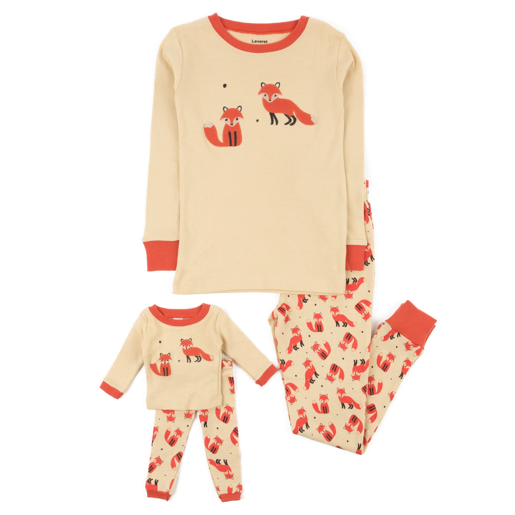 Mädchen und passende Puppe Baumwolle Pyjamas Fox