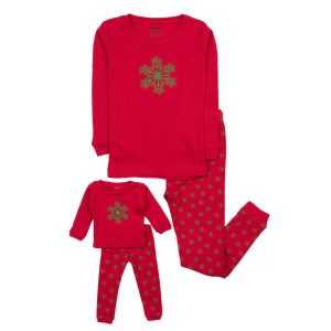 Weihnachten Mädchen und passende Puppe Baumwolle Pyjamas Schneeflocke