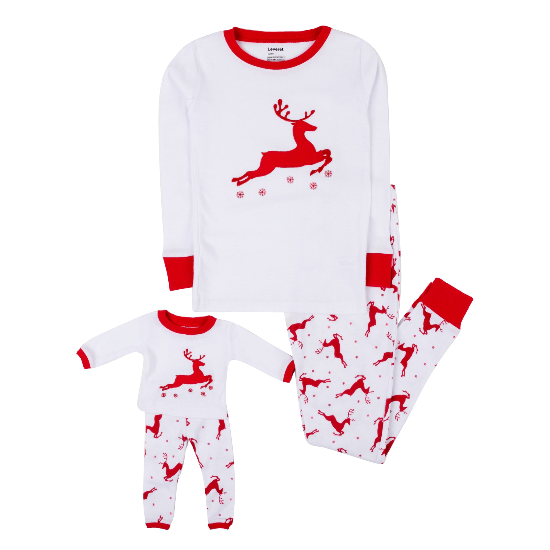 Weihnachten Mädchen und passende Puppe Baumwolle Pyjamas Rentier