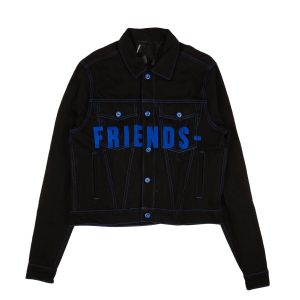 Vlone Freunde Stickerei V Graphic Jacke – Schwarz/Blau