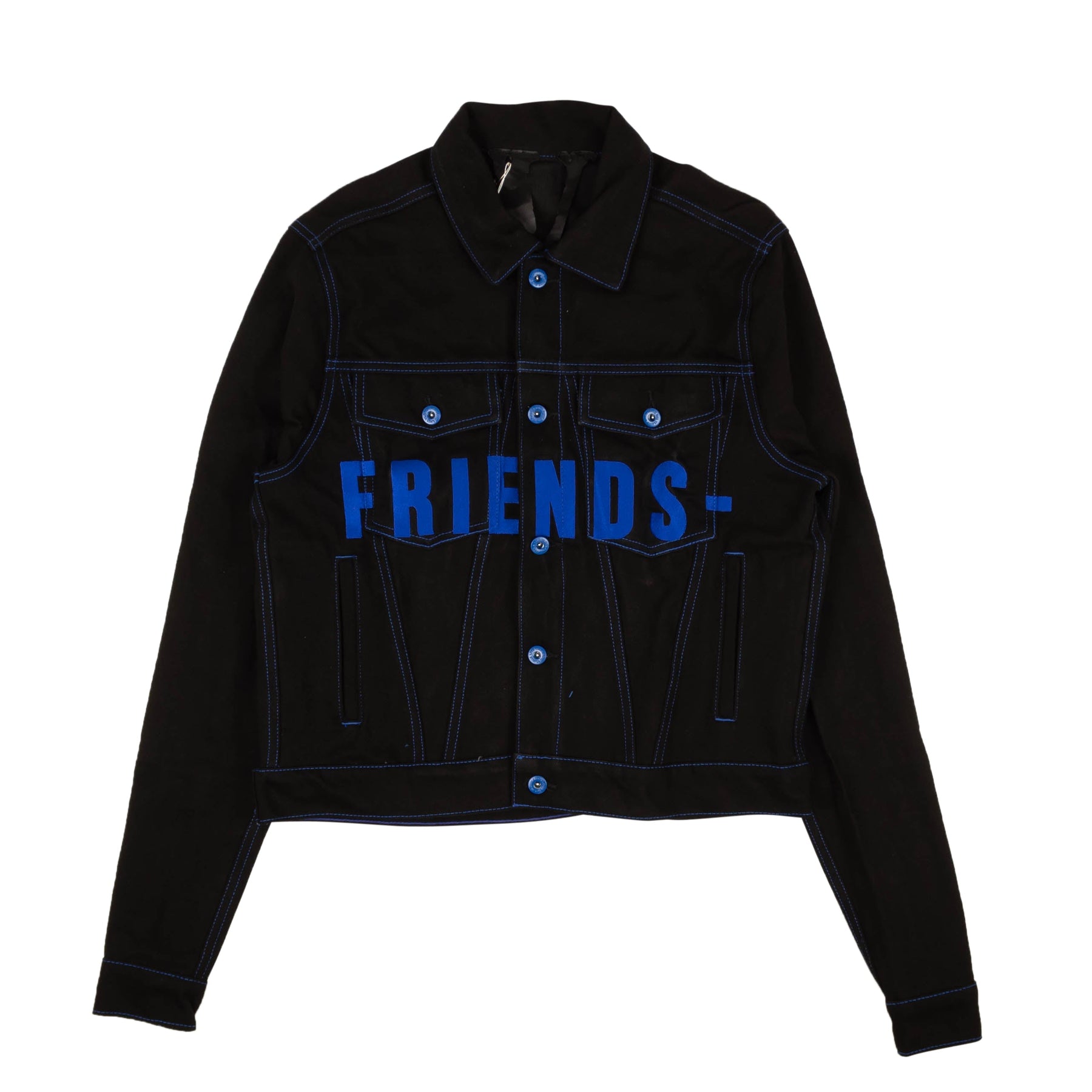 Vlone Freunde Stickerei V Graphic Jacke – Schwarz/Blau