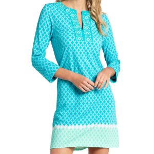St. Pete Gesticktes Tunika Kleid in blau 7670791471164