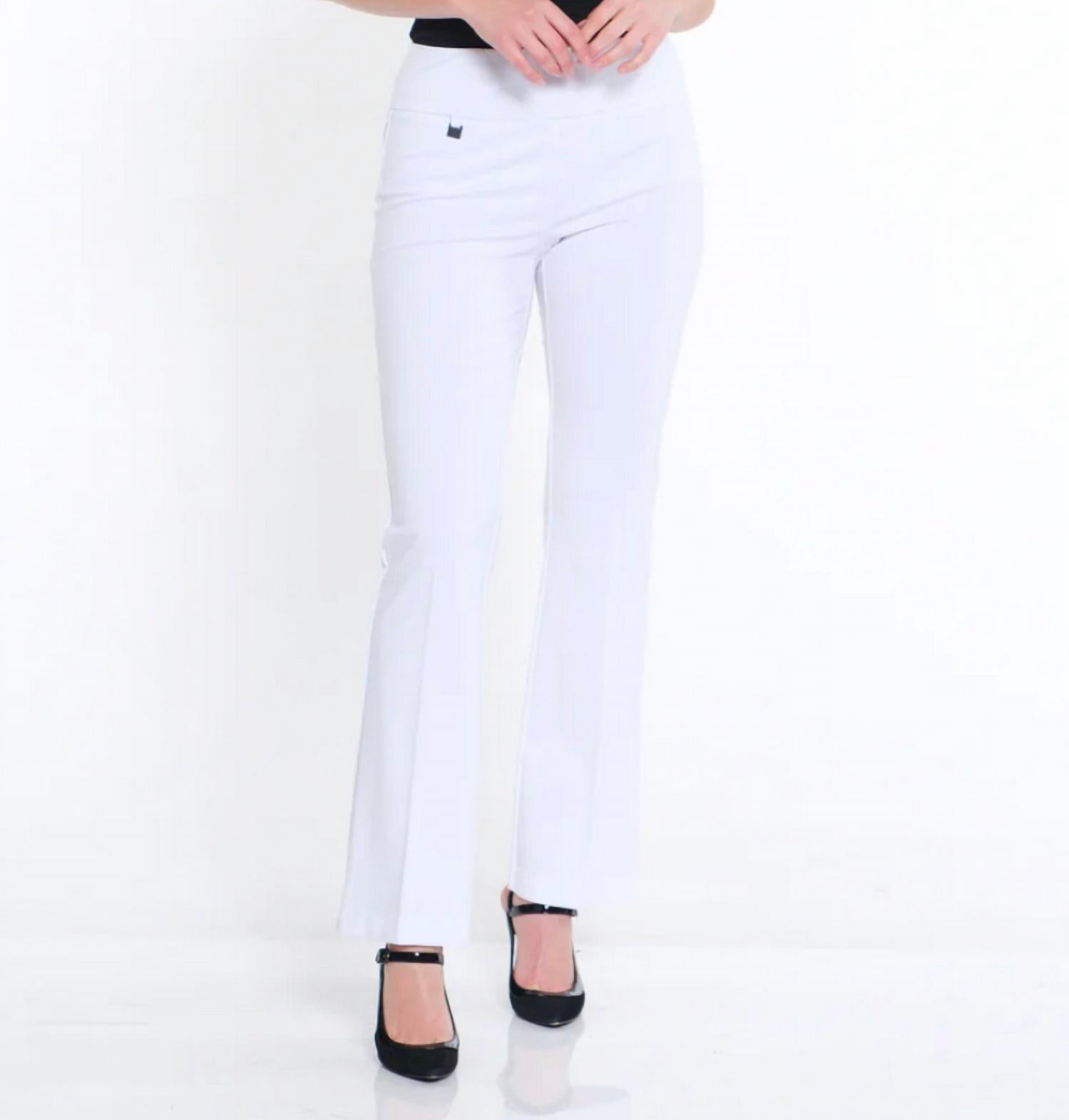 Weite Band elastische Taille Flare Bein Hose in weiß