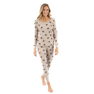 Damen zwei Stück Baumwolle Pyjamas Vögel
