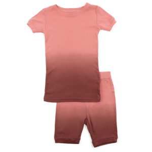 Kinder zwei Stück Baumwolle kurze Pyjamas Krawatte Farbe Mädchen