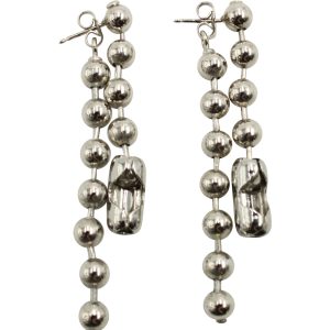 MM6 Ball Chain Dangling Ohrringe aus Silber Metall – 7765000126524