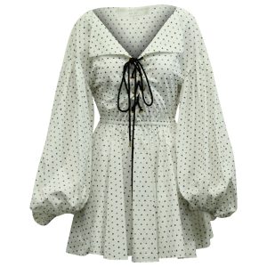 Caroline Constas Olympia bedrucktes Minikleid aus weißer Baumwolle – 7765000650812