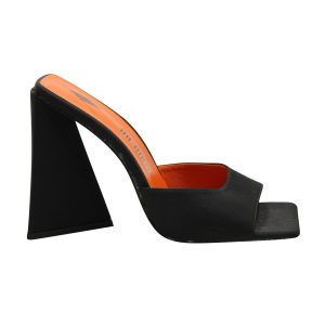 Die Attico Devon Mules in schwarzem Satin