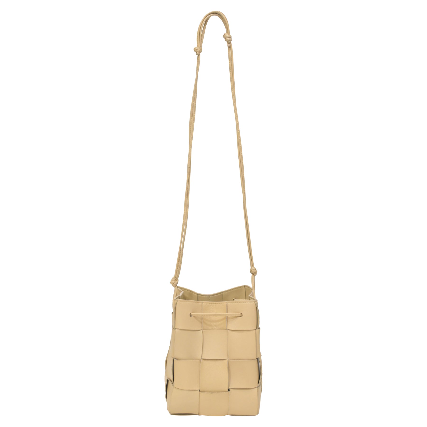 Bottega Veneta Kleine Kassette Cross Body Bucket Tasche aus pastellgelbem Lammleder