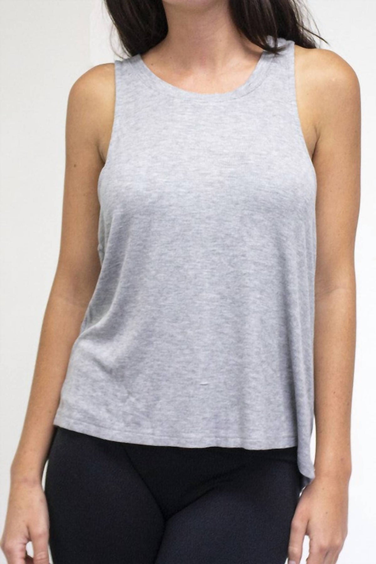 Mini geripptes Top Top in Heather Grau