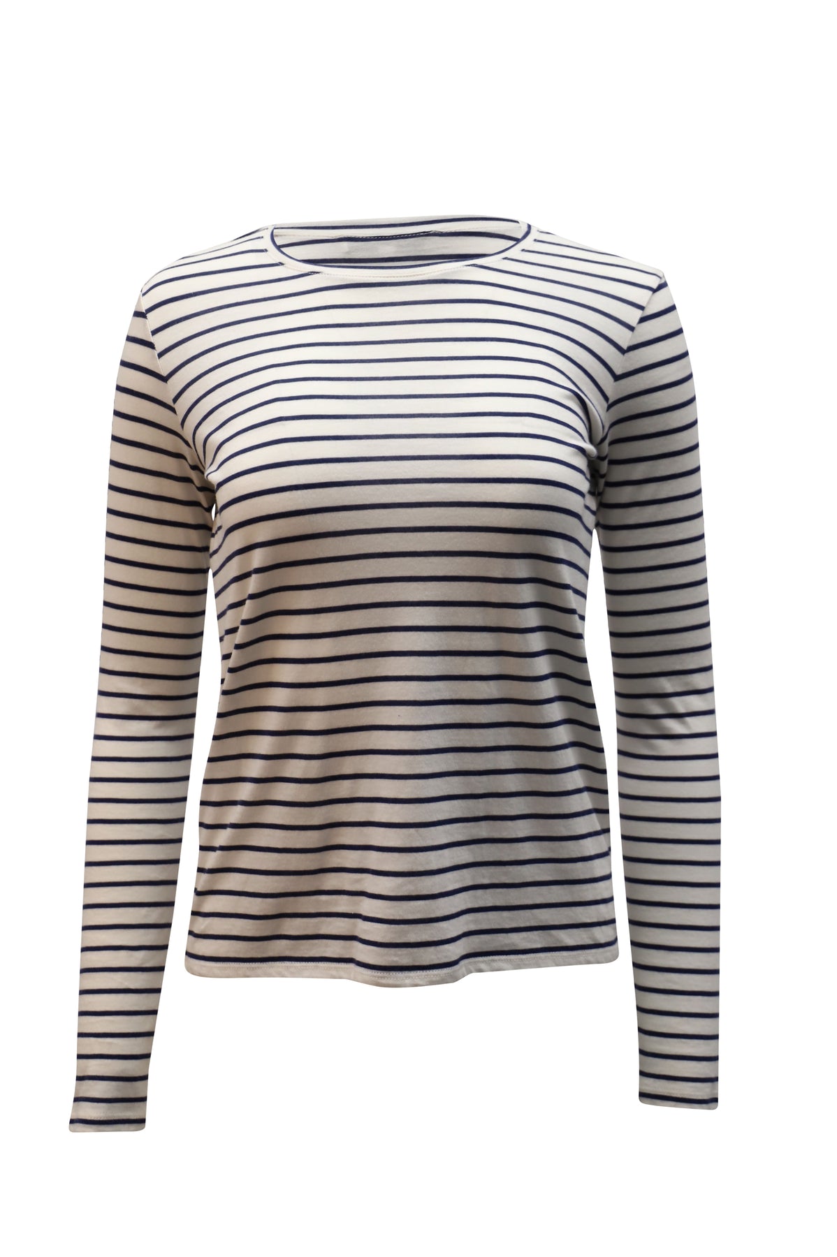 Vince Gestreiftes Longsleeve aus weißer Baumwolle