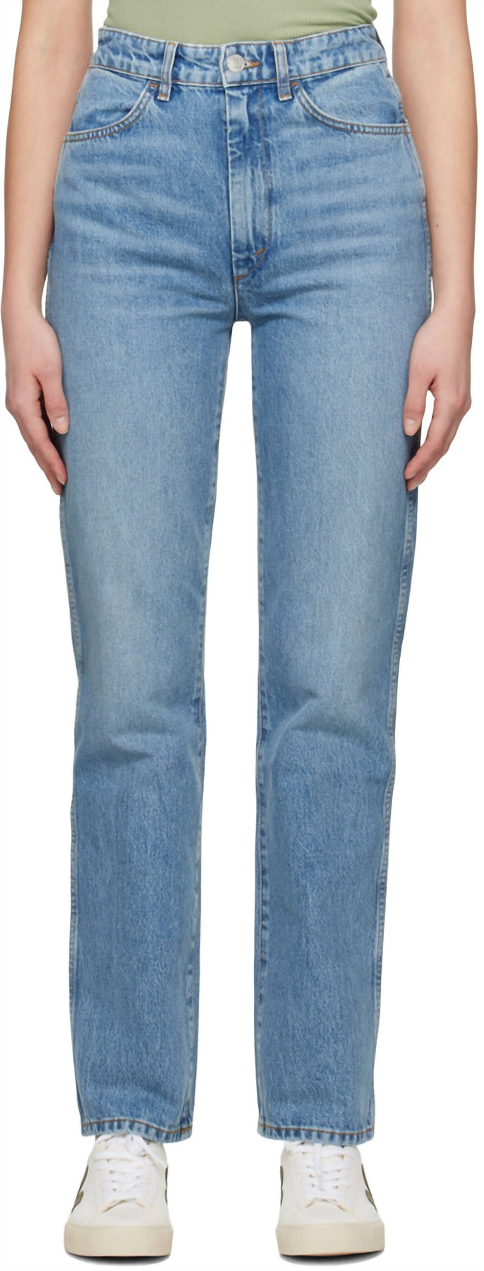 Damen 70S Zigarette Jean im blauen Meer