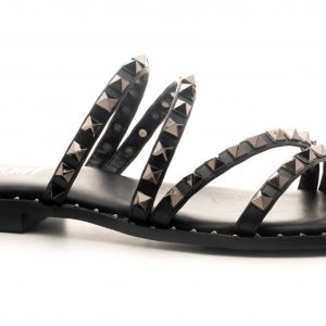 Damen Strand bitte Sandalen in schwarz besetzt 7765015199804