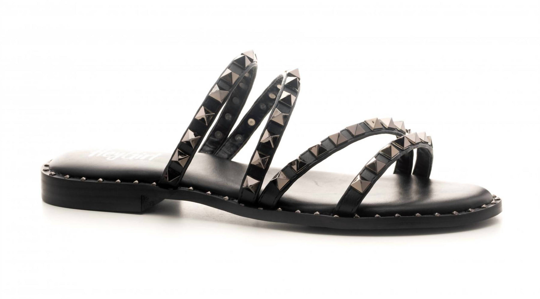 Damen Strand Bitte besetzte Sandalen in schwarz