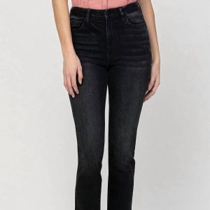 Jeanne hoher Bund Slim Straight Jeans in schwarz