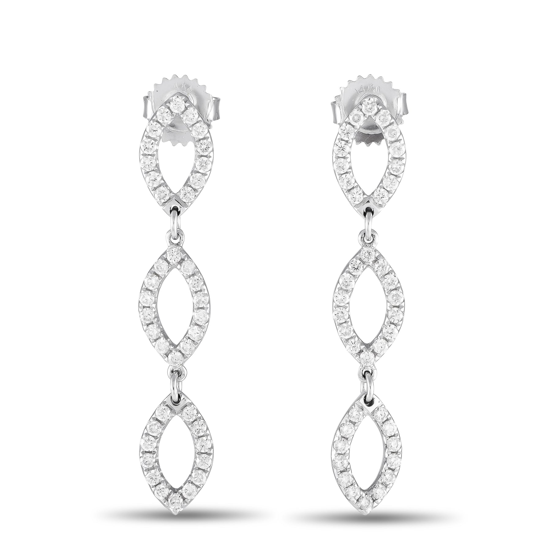 LB Exclusive 18K Weißgold 1.0ct Diamant Tropfen Ohrringe AER-11513
