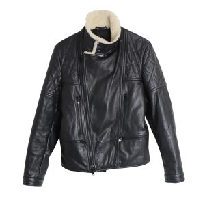 Givenchy Steppjacke mit Lammfellbesatz aus schwarzem Leder