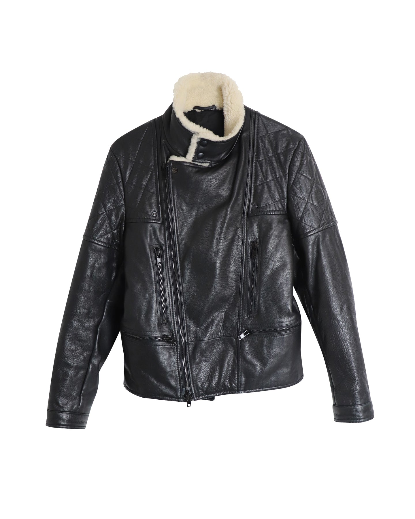 Givenchy Steppjacke mit Lammfellbesatz aus schwarzem Leder